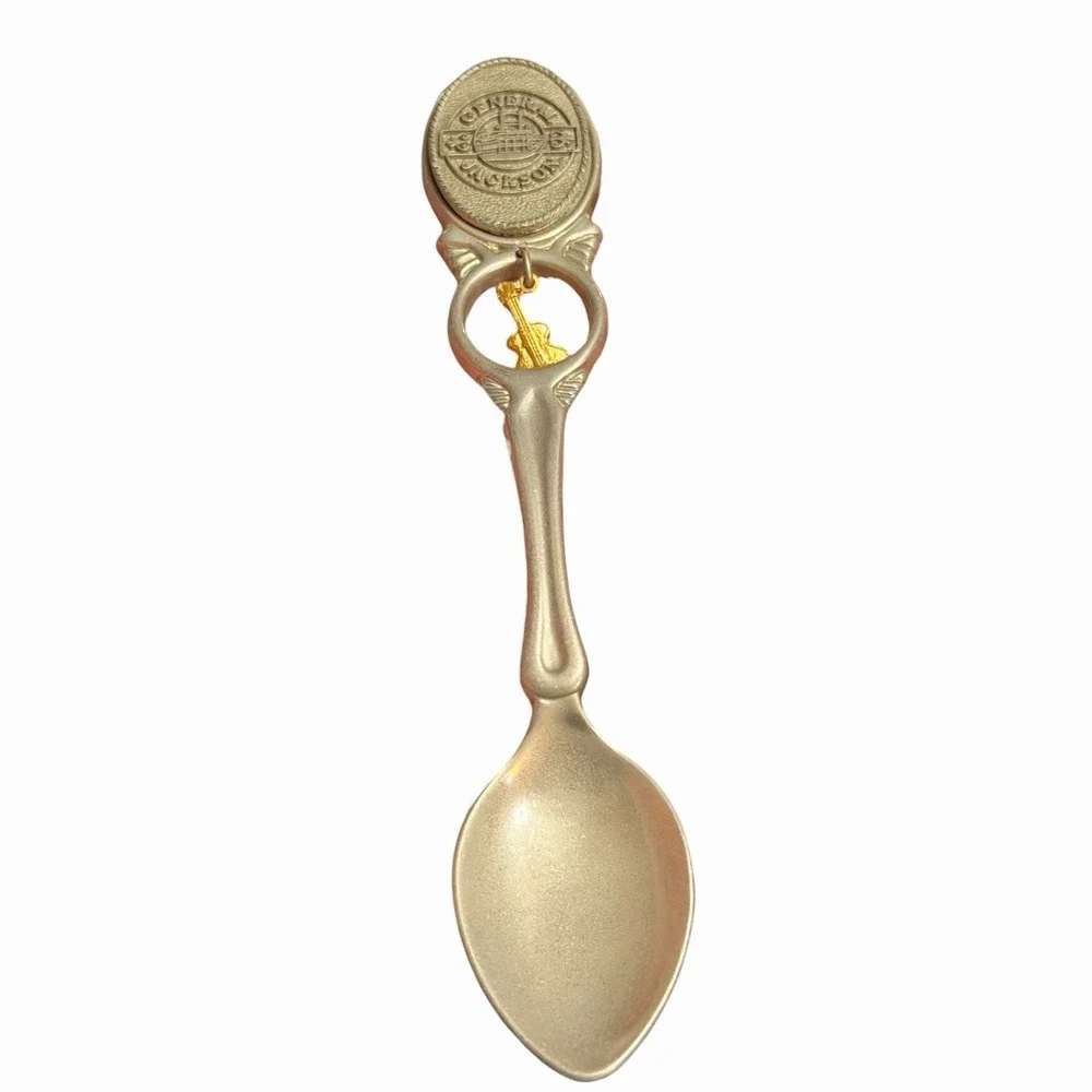 Vintage General Jackson Showboat Nashville Souvenir Spoon Gold Guitar Charm Fort